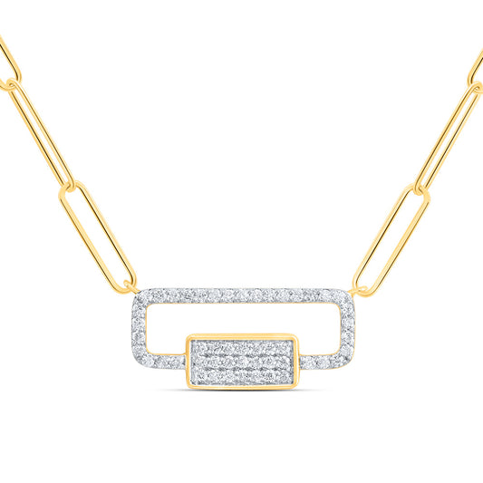 10kt Yellow Gold 1/4 Cttw Diamond Fashion Paper Clip Necklace, Length: 18 Inch