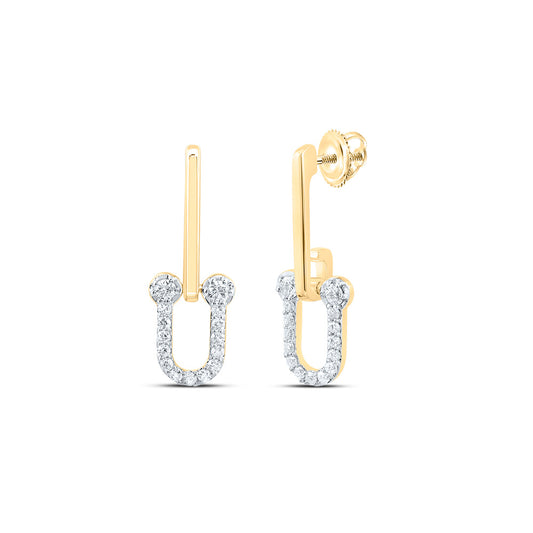 14kt Yellow Gold 1/4 Cttw Diamond Ana M Fashion Paper Clip Dangling Earring