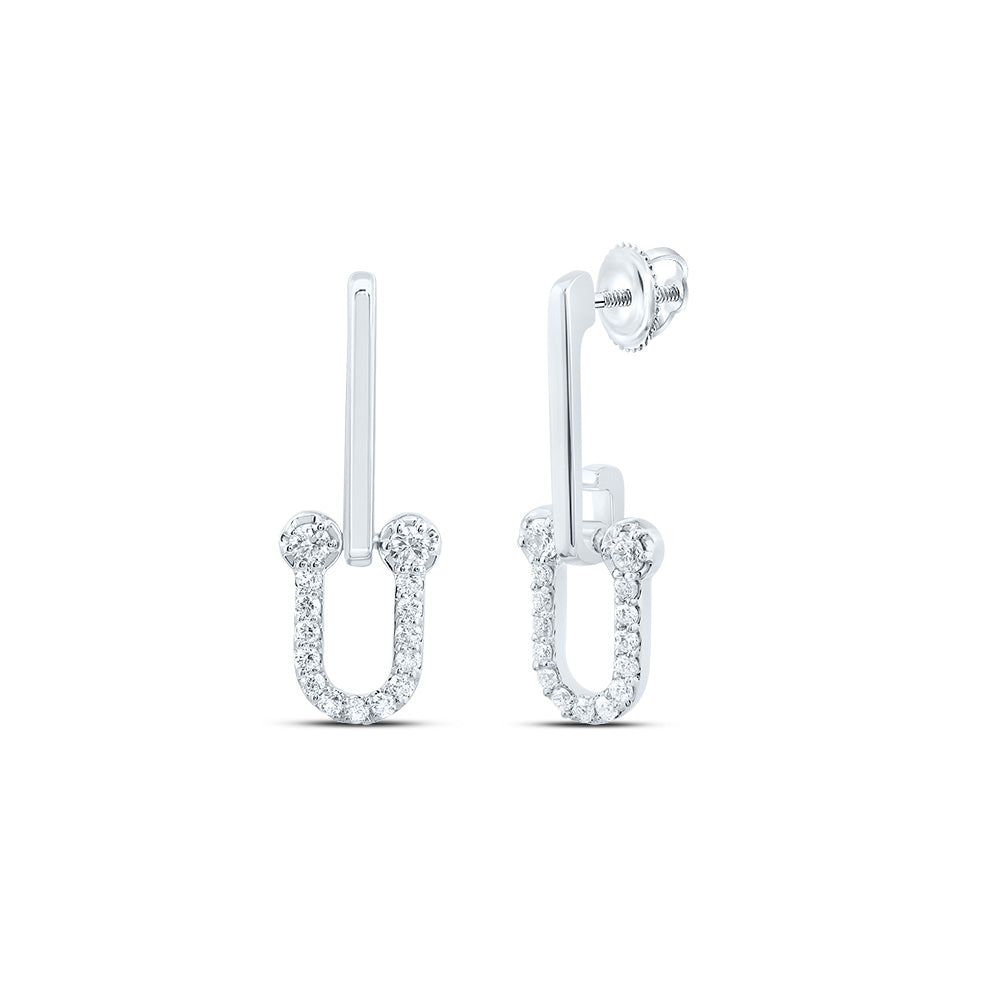 14kt White Gold 1/4 Cttw Diamond Ana M Fashion Paper Clip Dangling Earring