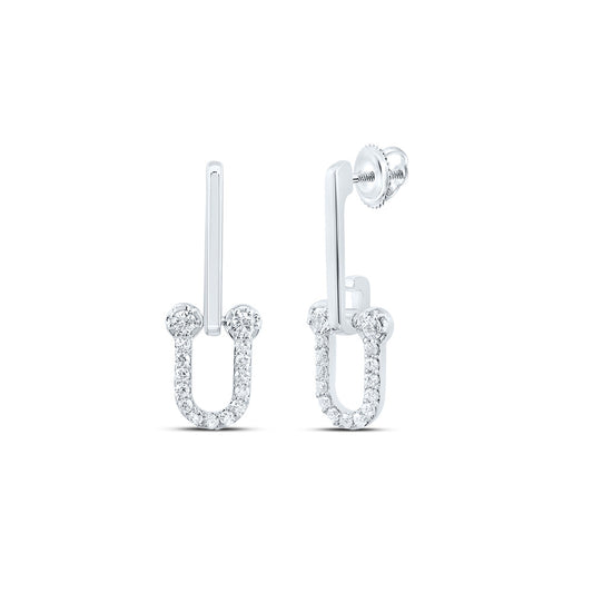 14kt White Gold 1/4 Cttw Diamond Ana M Fashion Paper Clip Dangling Earring