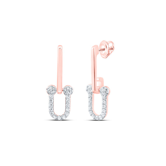 14kt Rose Gold 1/4 Cttw Diamond Ana M Fashion Paper Clip Dangling Earring