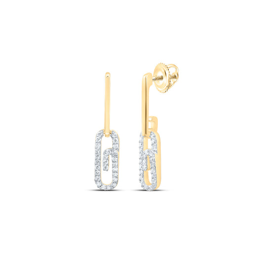 10kt Yellow Gold 1/4 Cttw Diamond Fashion Paper Clip Dangling Earring