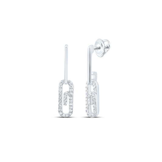 10kt White Gold 1/4 Cttw Diamond Fashion Paper Clip Dangling Earring