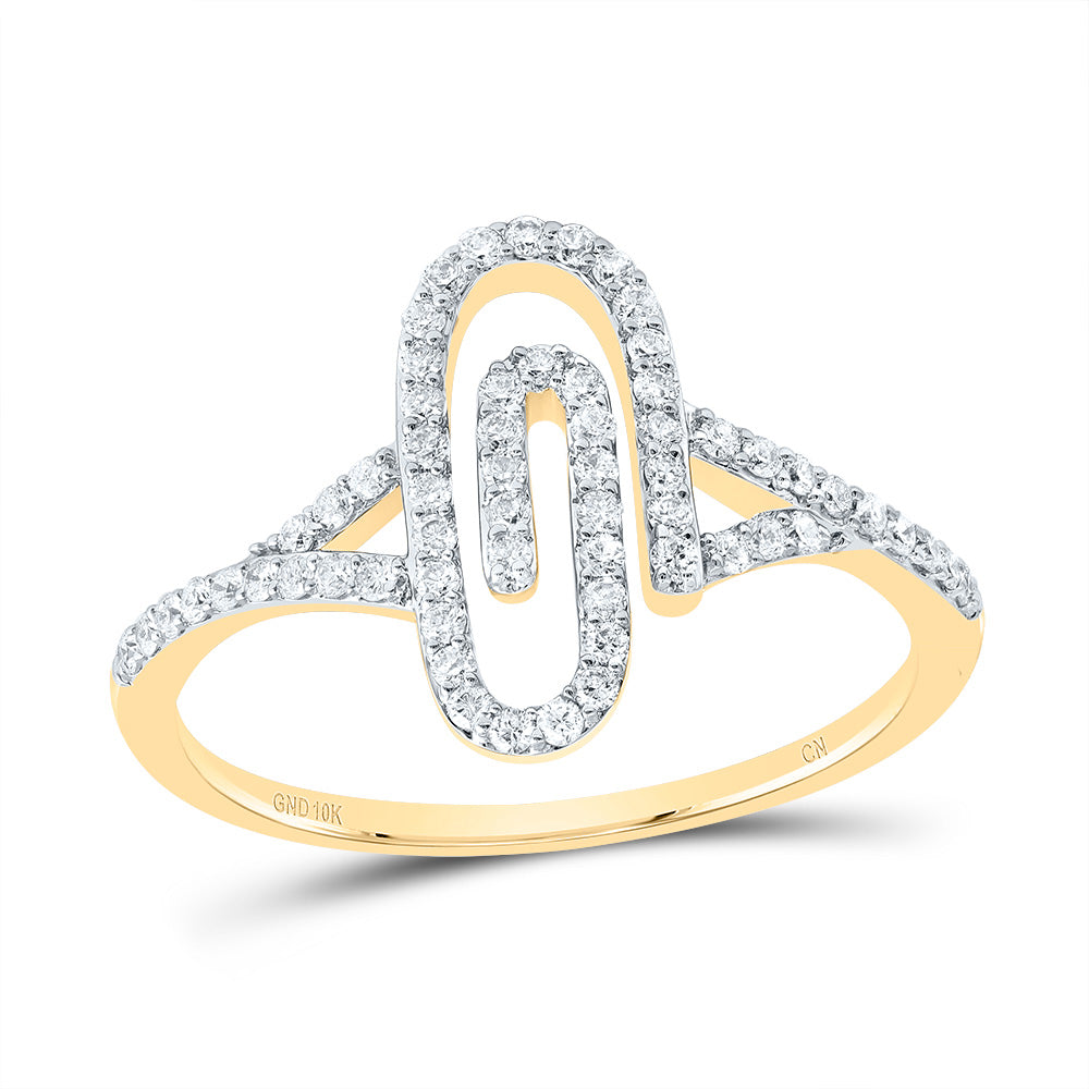 10kt Yellow Gold 1/3 Cttw Diamond Fashion Paper Clip Wedding Engagement Anniversary Ring, Women Size: 5-9
