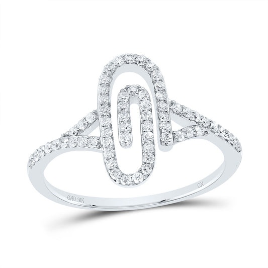 10kt White Gold 1/3 Cttw Diamond Fashion Paper Clip Wedding Engagement Anniversary Ring, Women Size: 5-9