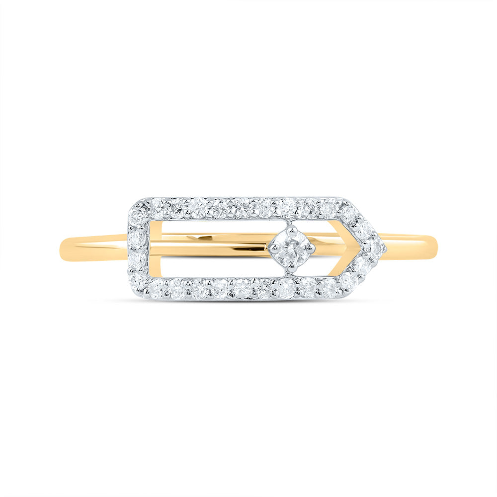 10kt Yellow Gold 1/6 Cttw Diamond Fashion Paper Clip Wedding Engagement Anniversary Ring, Women Size: 5-9