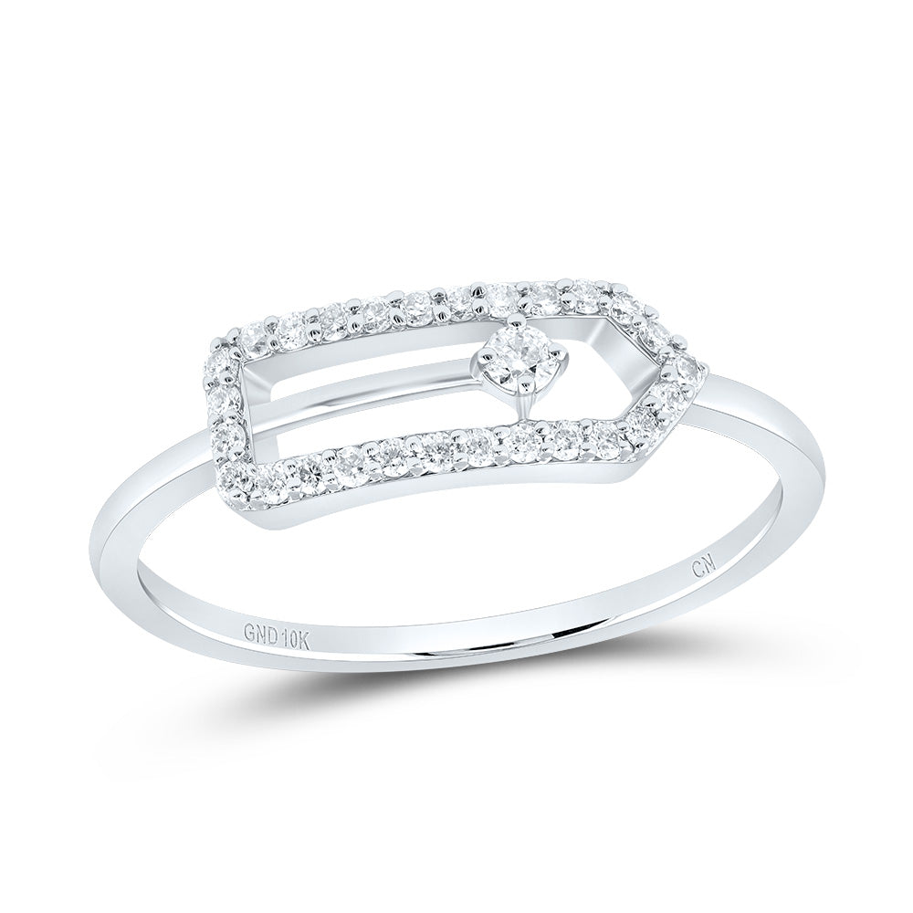 10kt White Gold 1/6 Cttw Diamond Fashion Paper Clip Wedding Engagement Anniversary Ring, Women Size: 5-9