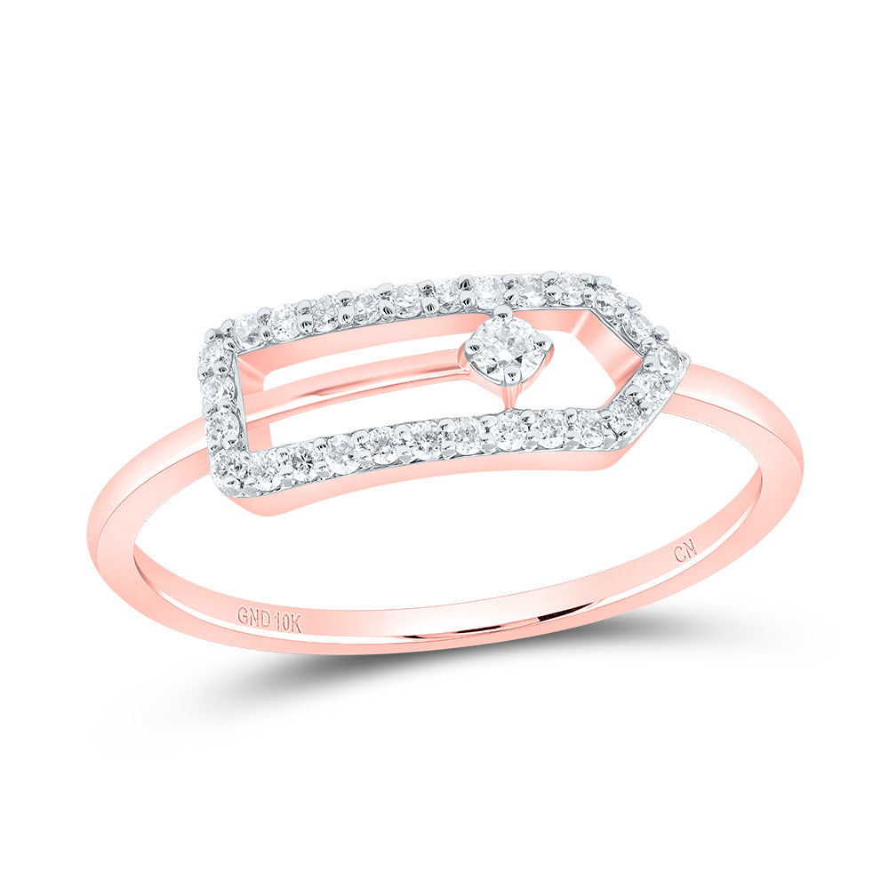 10kt Rose Gold 1/6 Cttw Diamond Fashion Paper Clip Wedding Engagement Anniversary Ring, Women Size: 5-9