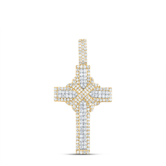 10kt Yellow Gold 2 Cttw Diamond Cross Mens Charm
