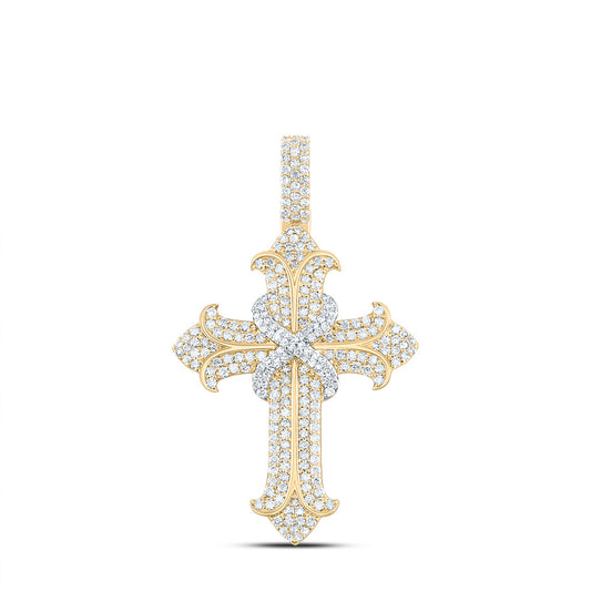 10kt Yellow Gold 2 Cttw Diamond Cross Mens Charm