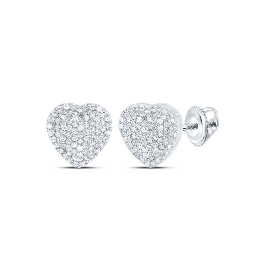 10kt White Gold 5/8 Cttw Natural Diamond Heart Fashion Stud Earring