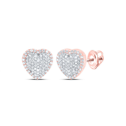 10kt Rose Gold 5/8 Cttw Natural Diamond Heart Fashion Stud Earring