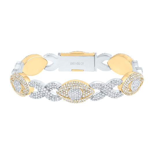 14K Two-Tone Gold 11 Ctw Diamond Mens Bracelet (8.50 Inch)