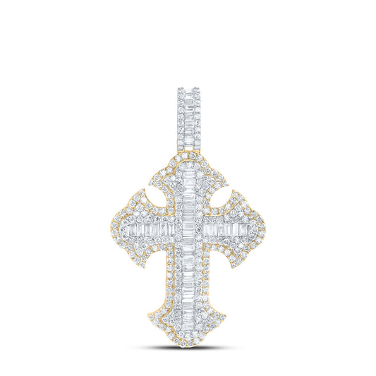 10kt Yellow Gold 2 7/8 Cttw Diamond Cross Mens Charm