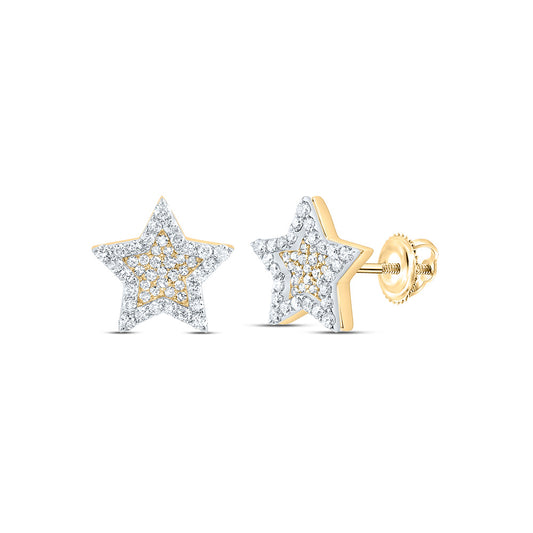 10kt Yellow Gold 3/4 Cttw Diamond Star Mens Stud Earring