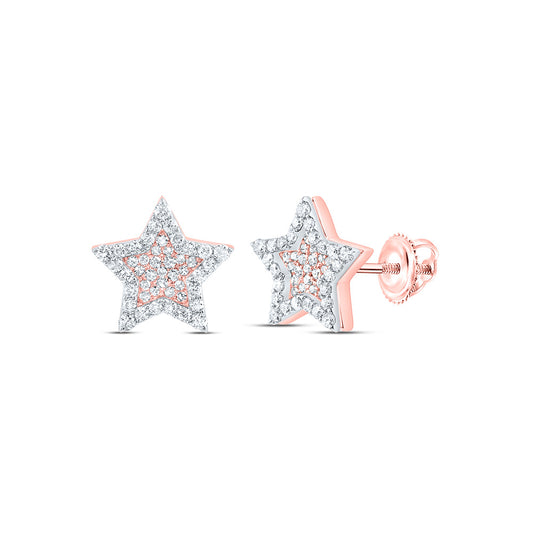10kt Rose Gold 3/4 Cttw Diamond Star Mens Stud Earring