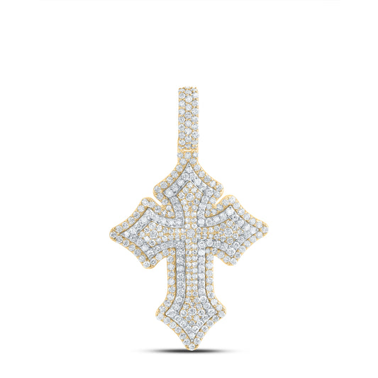 10kt Yellow Gold 2 3/8 Cttw Diamond Cross Mens Charm