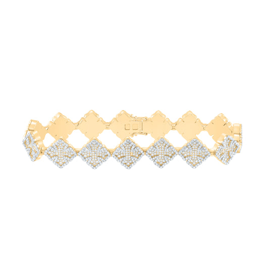 14K Yellow Gold 6 1/2 Ctw Natural Diamond Am Mens Bracelet (8.5 Inch)