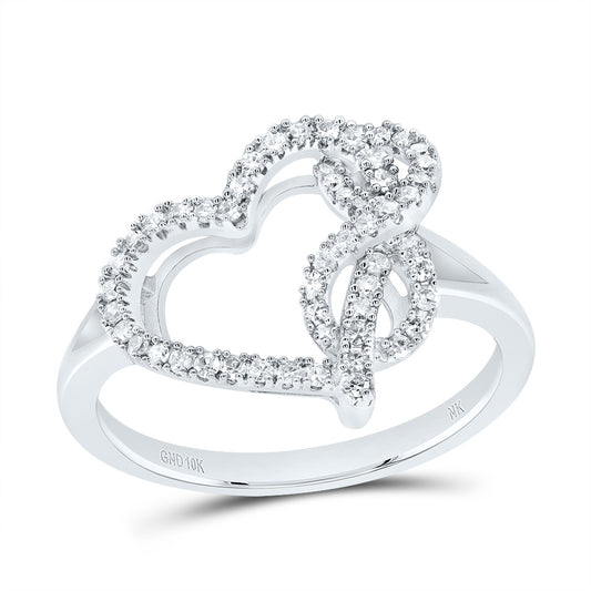10kt White Gold 1/4 Cttw Natural Diamond Fashion Infinity Heart Wedding Engagement Anniversary Ring, Women Size: 5-9