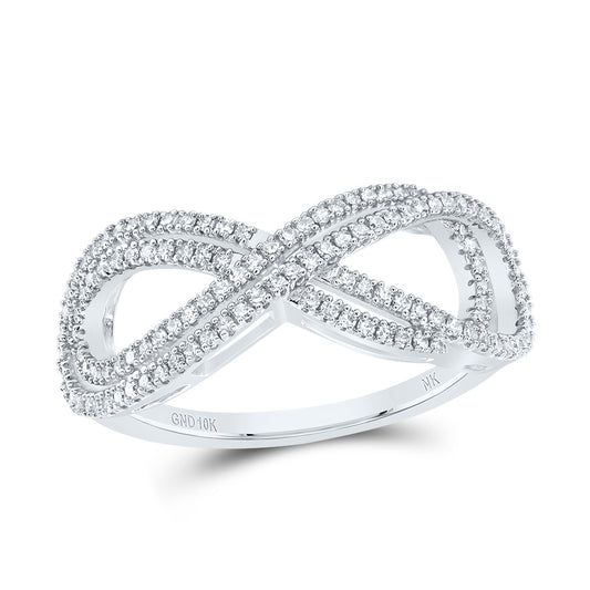 10kt White Gold 1/3 Cttw Diamond Fashion Infinity Wedding Engagement Anniversary Ring, Women Size: 5-9