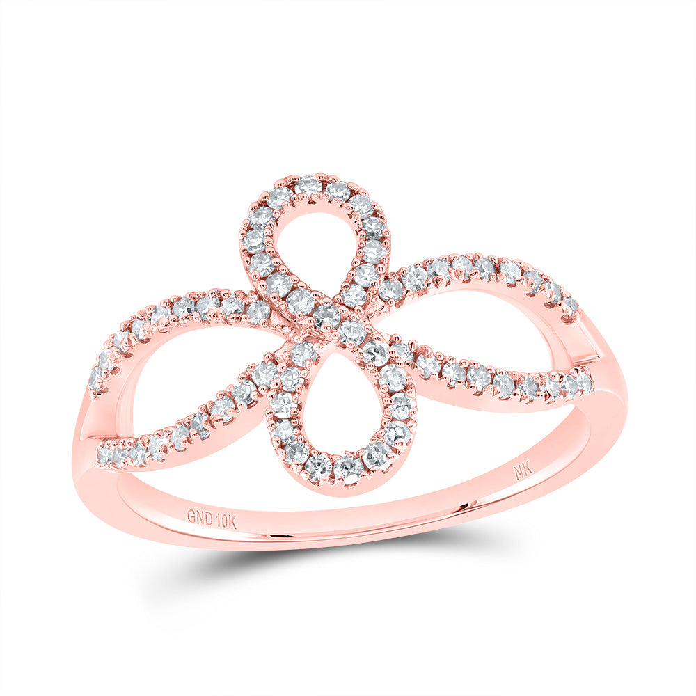 10kt Rose Gold 1/4 Cttw Diamond Fashion Infinity Wedding Engagement Anniversary Ring, Women Size: 5-9