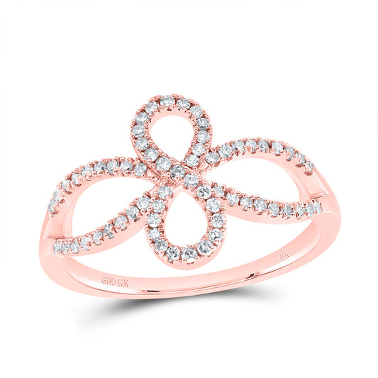 10kt Rose Gold 1/4 Cttw Diamond Fashion Infinity Wedding Engagement Anniversary Ring, Women Size: 5-9