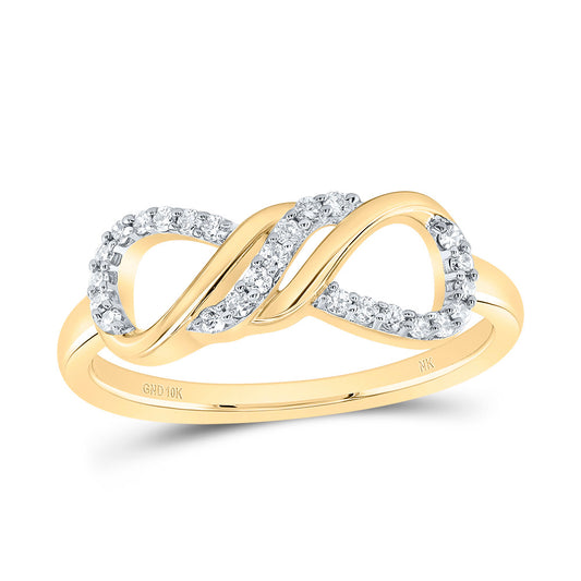10kt Yellow Gold 1/6 Cttw Diamond Fashion Infinity Wedding Engagement Anniversary Ring, Women Size: 5-9