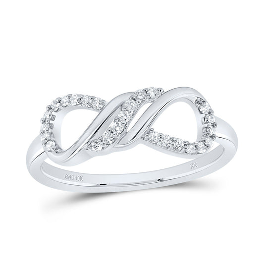 10kt White Gold 1/6 Cttw Diamond Fashion Infinity Wedding Engagement Anniversary Ring, Women Size: 5-9