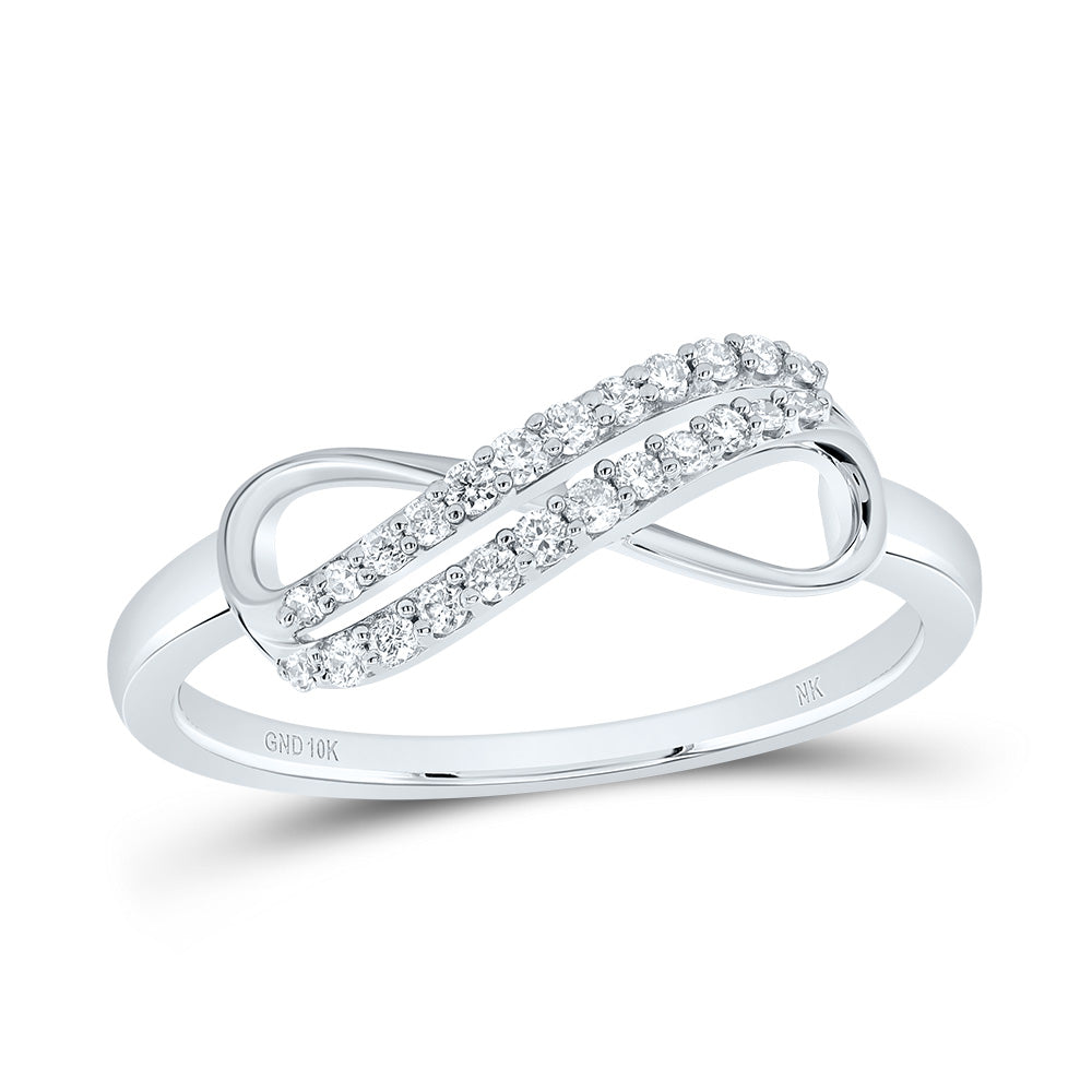 10kt White Gold 1/6 Cttw Diamond Fashion Infinity Wedding Engagement Anniversary Ring, Women Size: 5-9