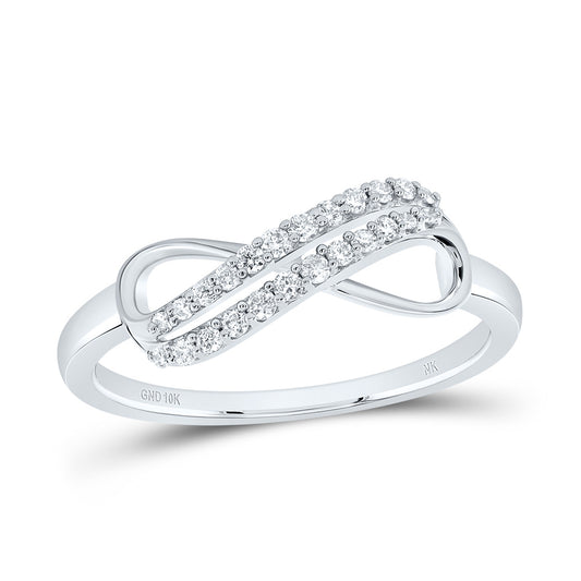 10kt White Gold 1/6 Cttw Diamond Fashion Infinity Wedding Engagement Anniversary Ring, Women Size: 5-9