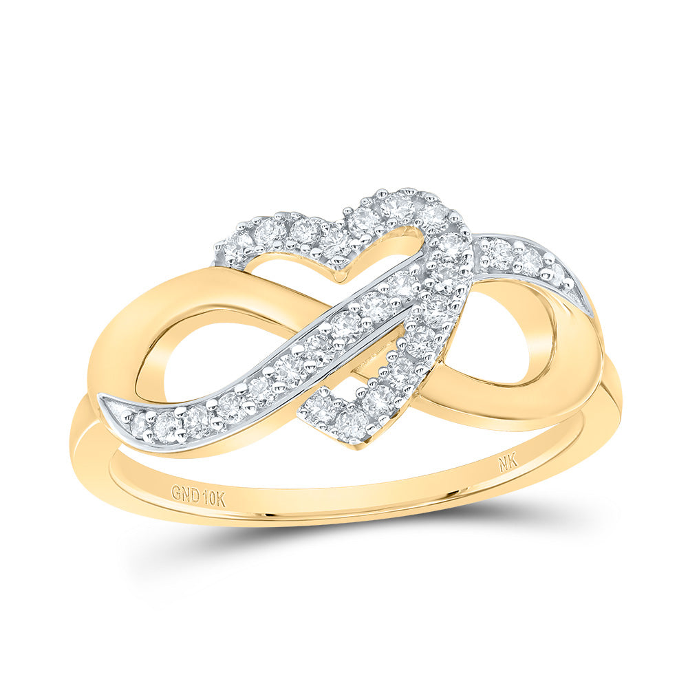10kt Yellow Or White Or Rose Gold Natural Diamond Fashion Infinity Heart Wedding Engagement Anniversary Ring