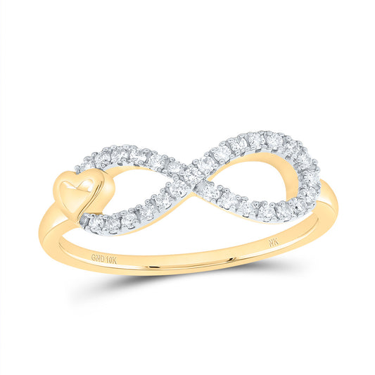 10kt Yellow Gold 1/6 Cttw Natural Diamond Fashion Infinity Heart Wedding Engagement Anniversary Ring, Women Size: 5-9