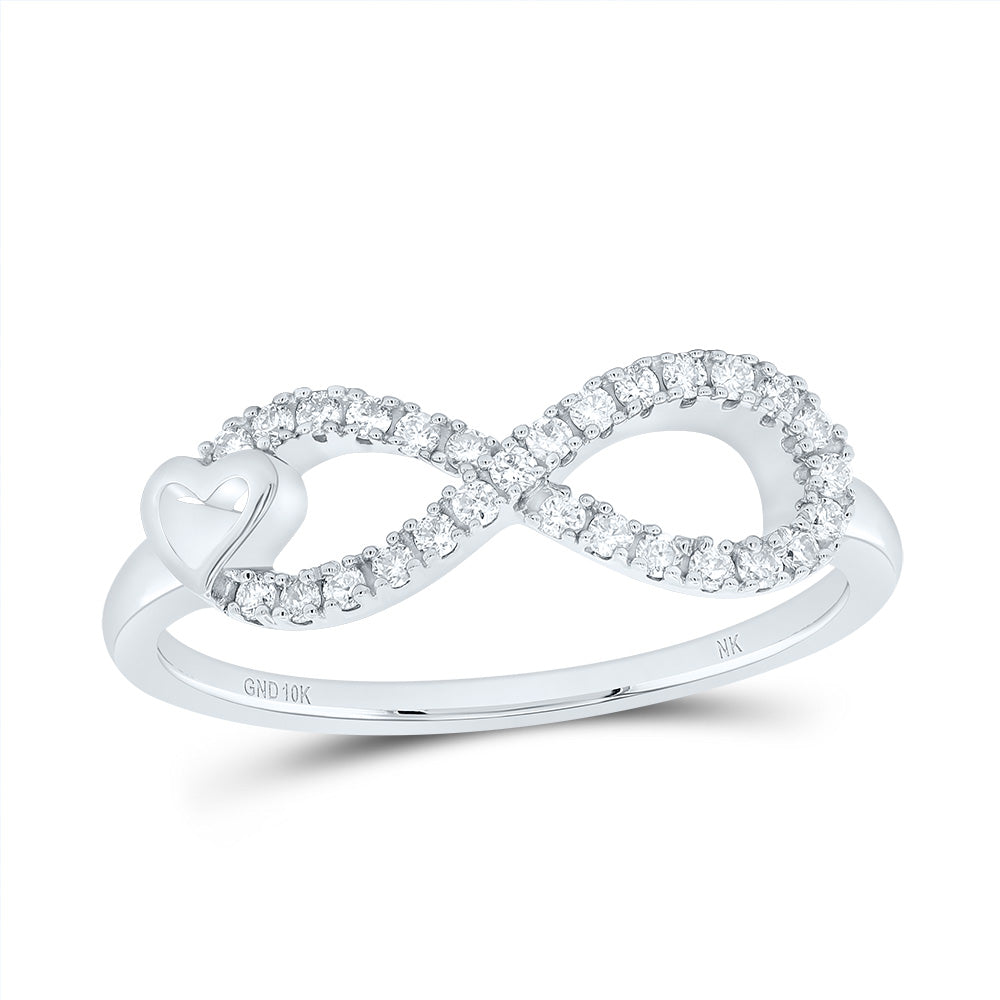 10kt White Gold 1/6 Cttw Natural Diamond Fashion Infinity Heart Wedding Engagement Anniversary Ring, Women Size: 5-9