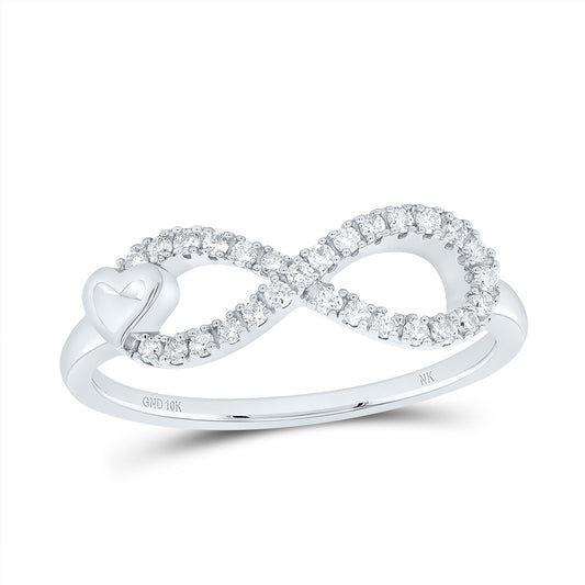 10kt White Gold 1/6 Cttw Natural Diamond Fashion Infinity Heart Wedding Engagement Anniversary Ring, Women Size: 5-9