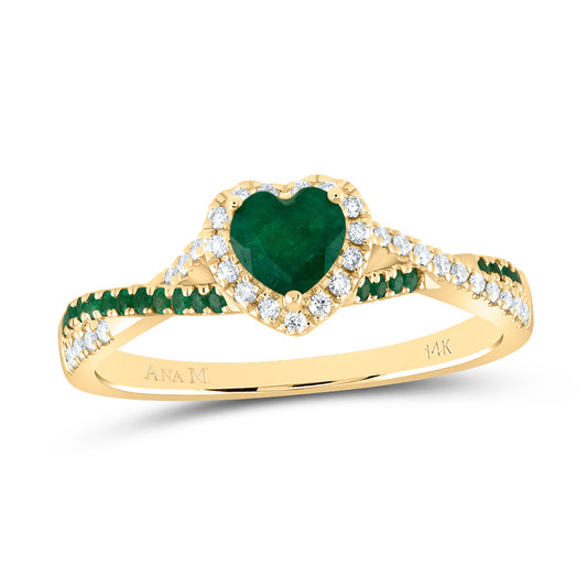 14K Yellow Gold 1/8 Ctw Diamond Natural Gem Single Halo Bridal Ring, Womens Size: 5-9
