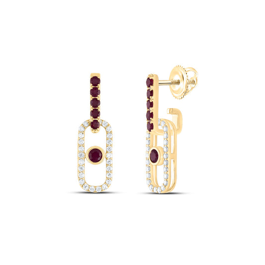 14K Yellow or White Gold 3/8 Ctw Diamond Round Natural Gem Paper Clip Earring