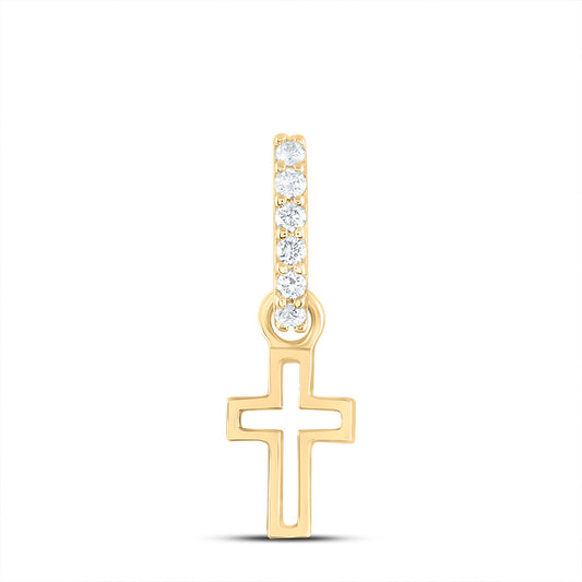 14kt Yellow Gold 1/20 Cttw Diamond Ana M Fashion Cross Pendant