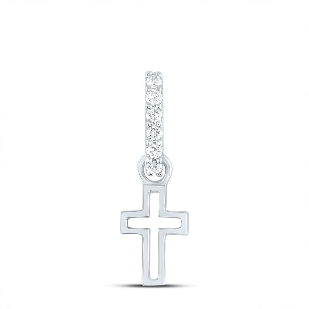 14kt White Gold 1/20 Cttw Diamond Ana M Fashion Cross Pendant