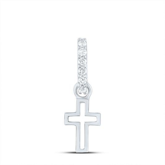 14kt White Gold 1/20 Cttw Diamond Ana M Fashion Cross Pendant