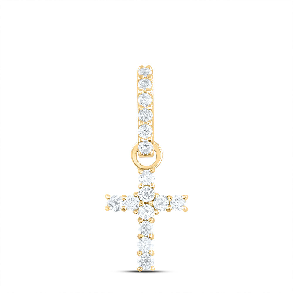 14kt Yellow Gold 1/5 Cttw Diamond Ana M Fashion Cross Pendant