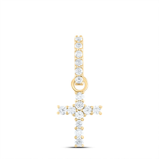 14kt Yellow Gold 1/5 Cttw Diamond Ana M Fashion Cross Pendant