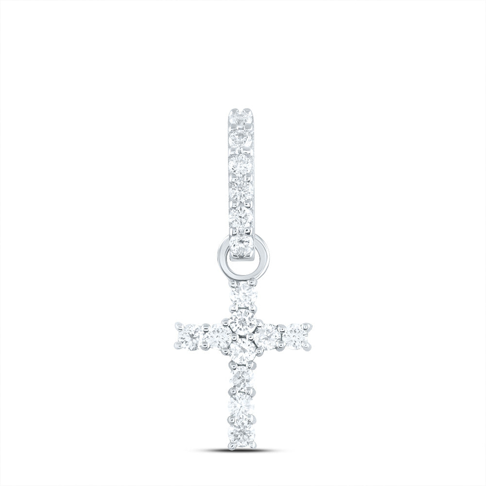 14kt White Gold 1/5 Cttw Diamond Ana M Fashion Cross Pendant