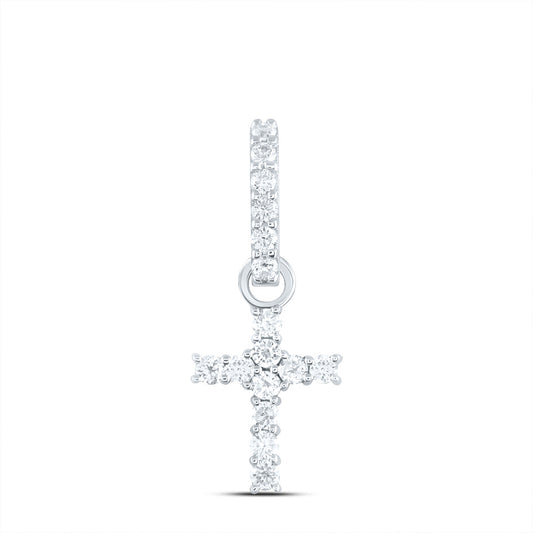 14kt White Gold 1/5 Cttw Diamond Ana M Fashion Cross Pendant