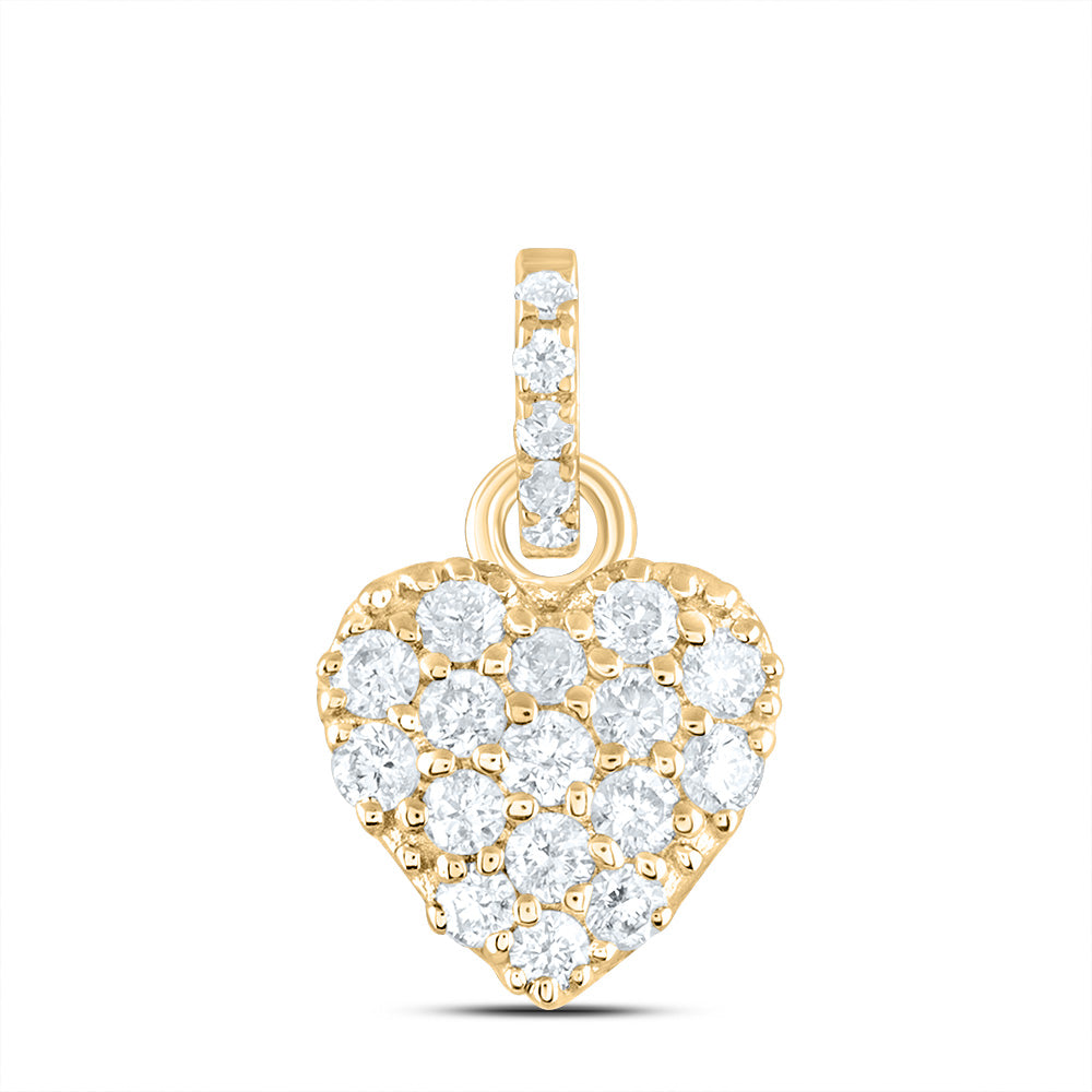 14kt Yellow Gold 1/5 Cttw Natural Diamond Ana M Fashion Heart Pendant
