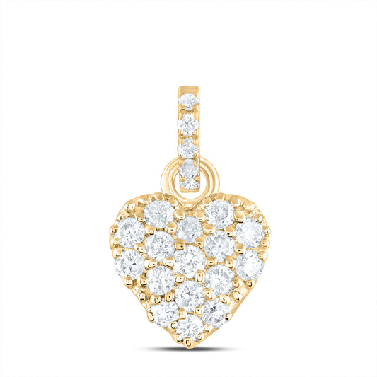 14kt Yellow Gold 1/5 Cttw Natural Diamond Ana M Fashion Heart Pendant