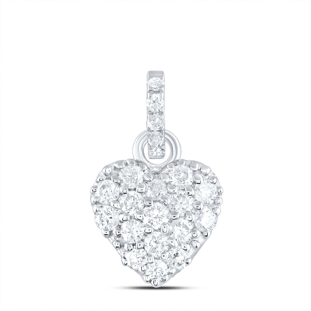 14kt White Gold 1/5 Cttw Natural Diamond Ana M Fashion Heart Pendant
