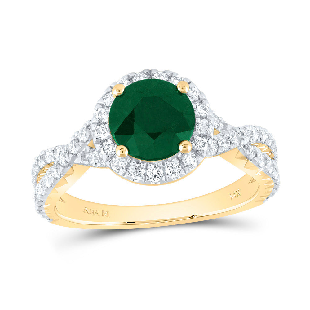 14kt Yellow Or White Gold Diamond Ana M 7mm Round Natural Gem Single Halo Wedding Engagement Anniversary Ring