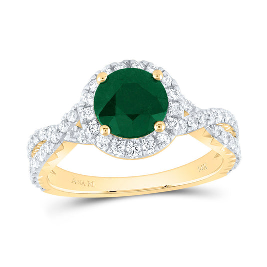 14kt Yellow Or White Gold Diamond Ana M 7mm Round Natural Gem Single Halo Wedding Engagement Anniversary Ring