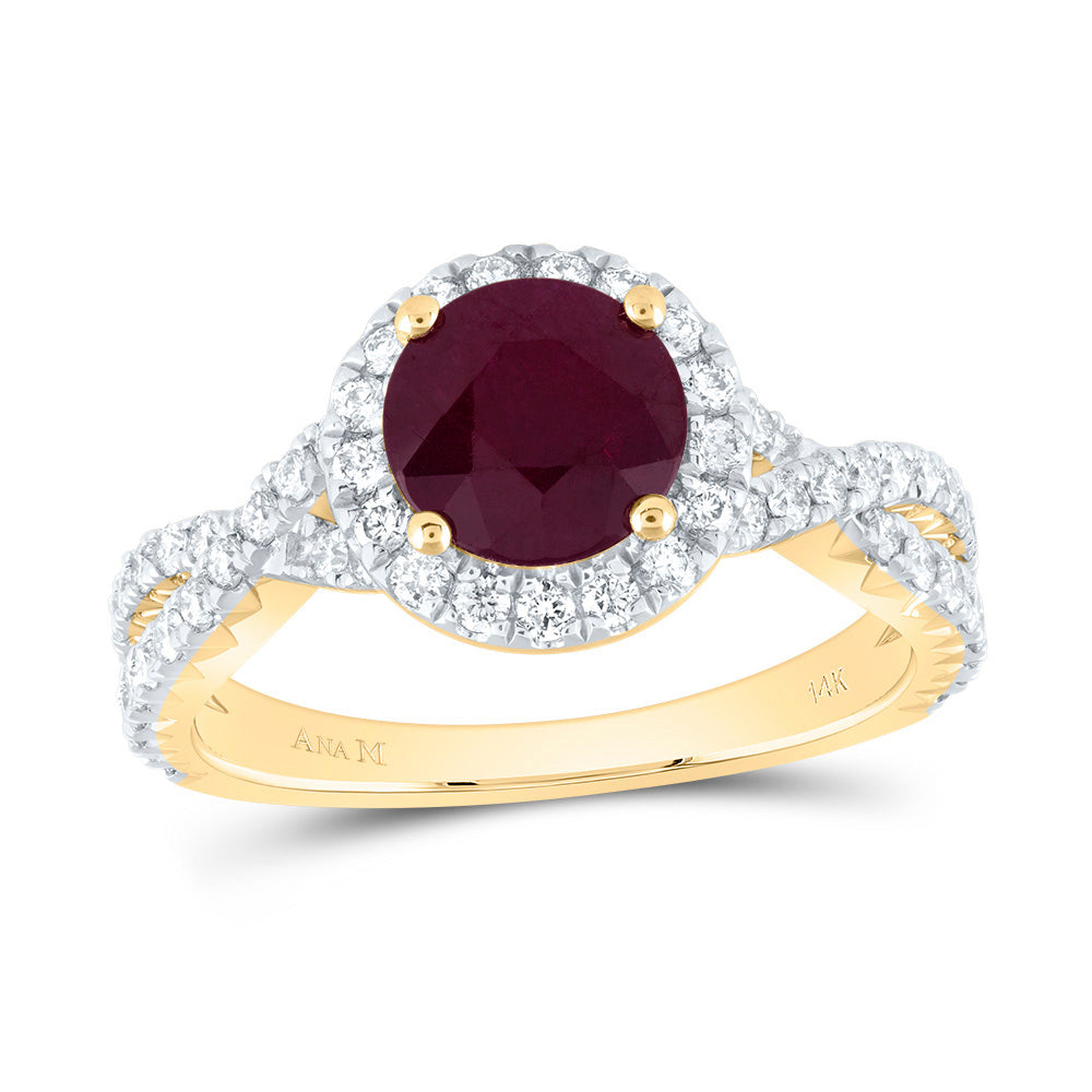 14kt Yellow Or White Gold Diamond Ana M 7mm Round Natural Gem Single Halo Wedding Engagement Anniversary Ring