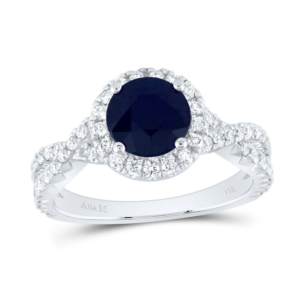 14kt Yellow Or White Gold Diamond Ana M 7mm Round Natural Gem Single Halo Wedding Engagement Anniversary Ring